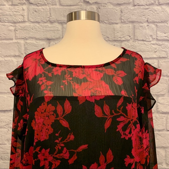 NWT Roz & Ali Floral Print Long Sleeve Blouse - Picture 2 of 13
